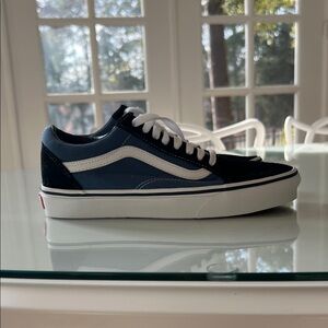 Vans Old Skool Blue and White Athletic Shoes